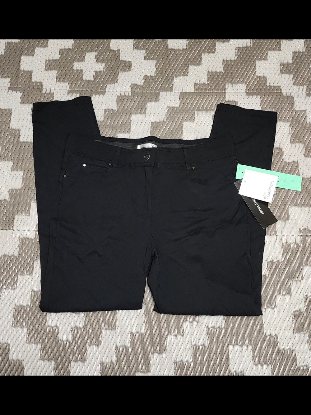 89th + Madison Comfortable Black Stretch Pants, Size 12 Petite